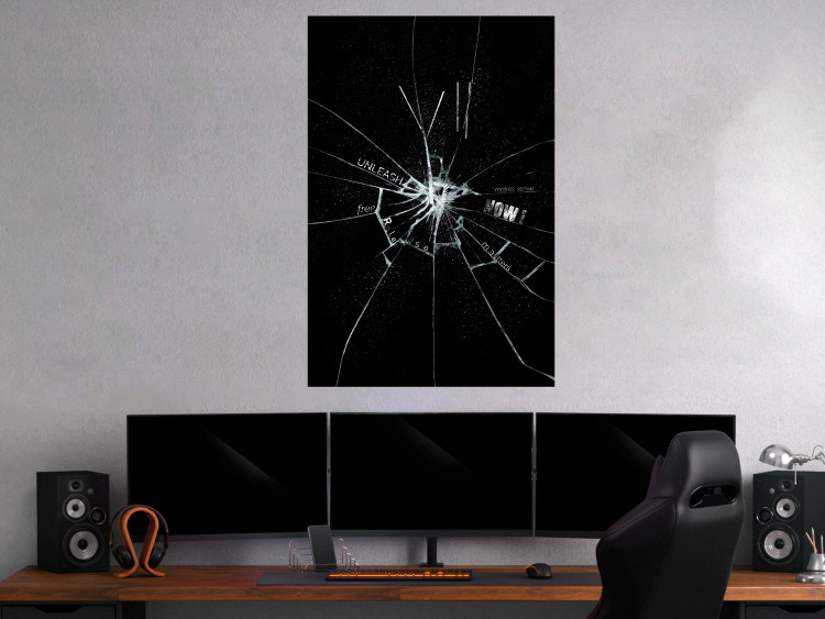 Poster Broken Glass - Abstraction With Inscriptions on a Black Background 148826 additionalImage 9