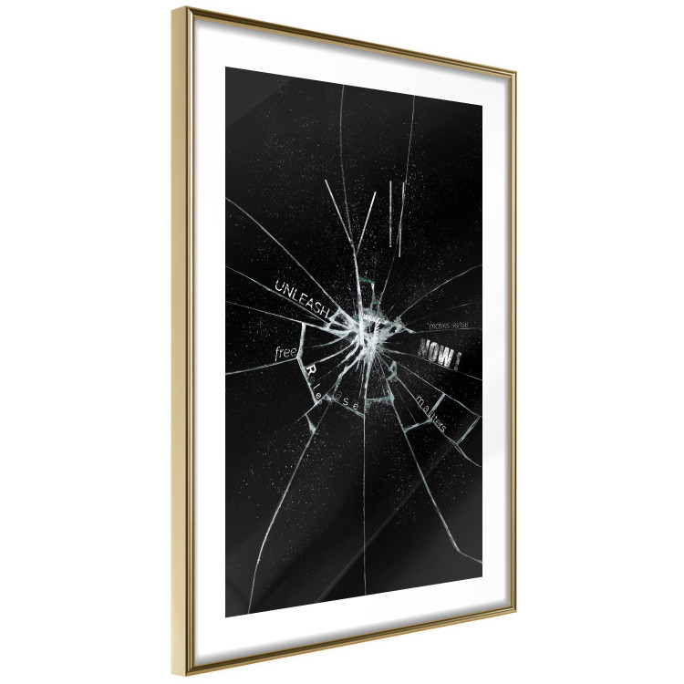 Poster Broken Glass - Abstraction With Inscriptions on a Black Background 148826 additionalImage 8