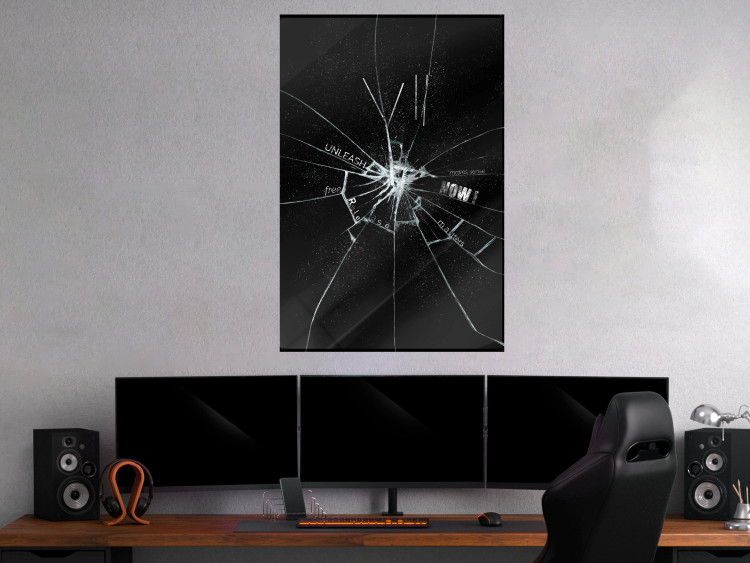 Poster Broken Glass - Abstraction With Inscriptions on a Black Background 148826 additionalImage 14