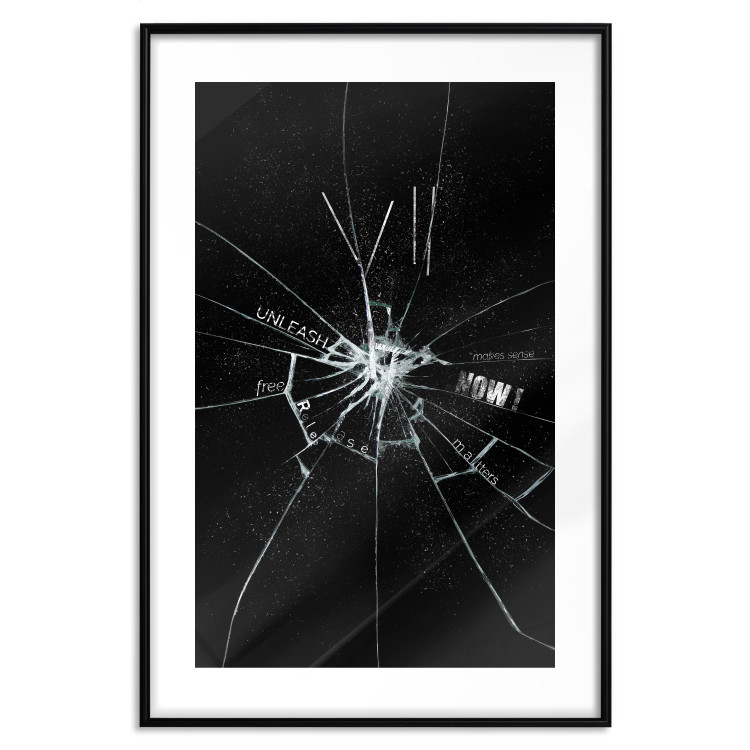 Poster Broken Glass - Abstraction With Inscriptions on a Black Background 148826 additionalImage 24