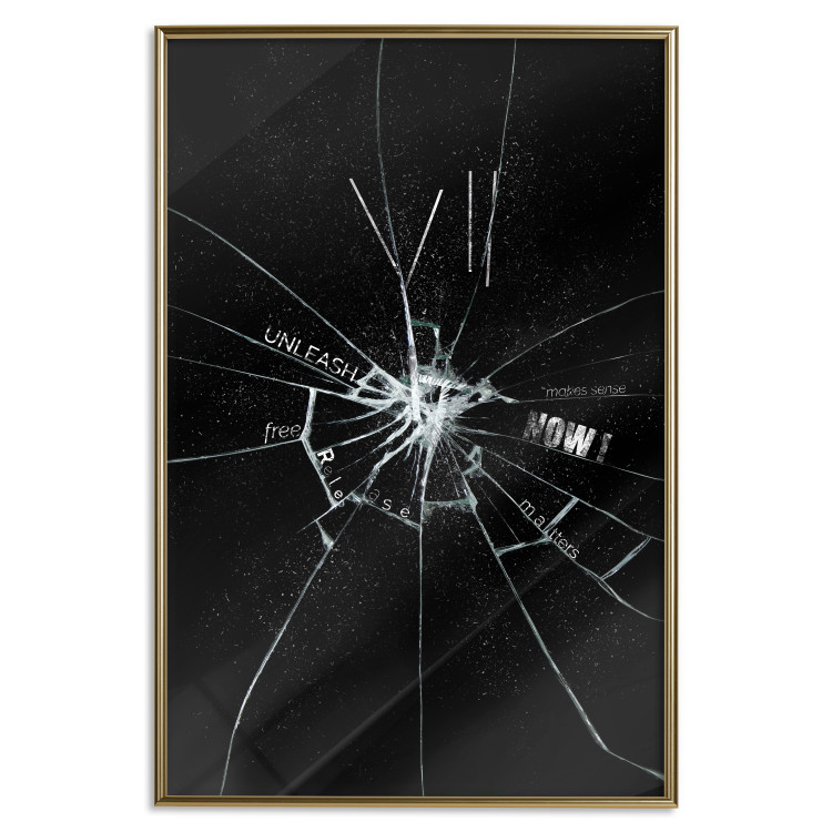 Poster Broken Glass - Abstraction With Inscriptions on a Black Background 148826 additionalImage 22