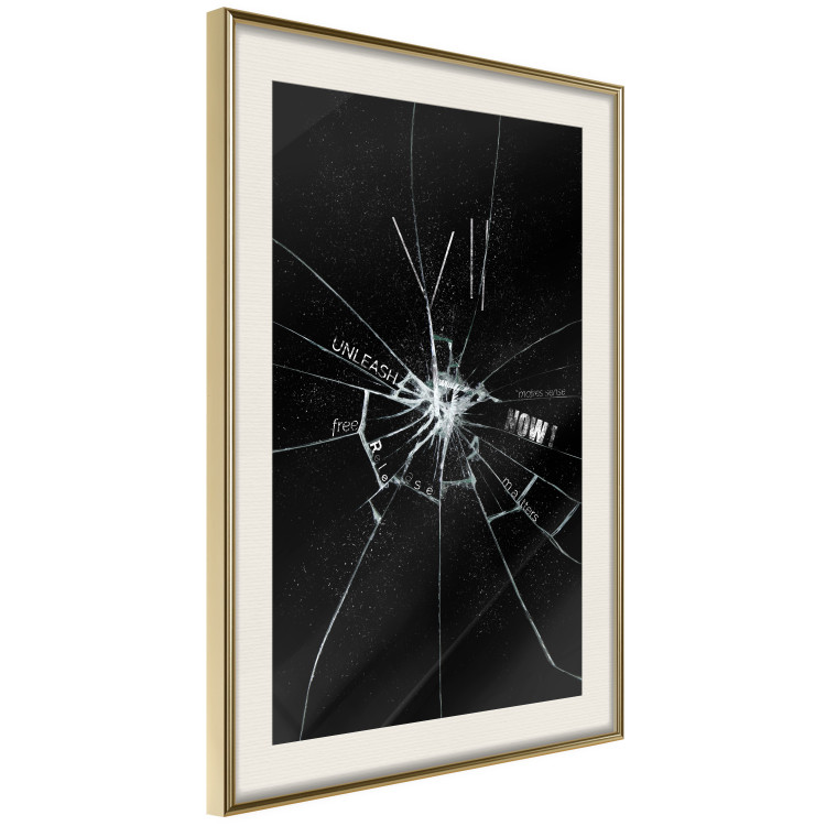 Poster Broken Glass - Abstraction With Inscriptions on a Black Background 148826 additionalImage 10