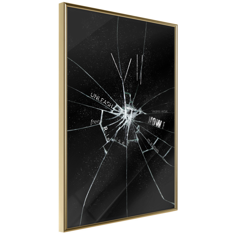 Poster Broken Glass - Abstraction With Inscriptions on a Black Background 148826 additionalImage 6