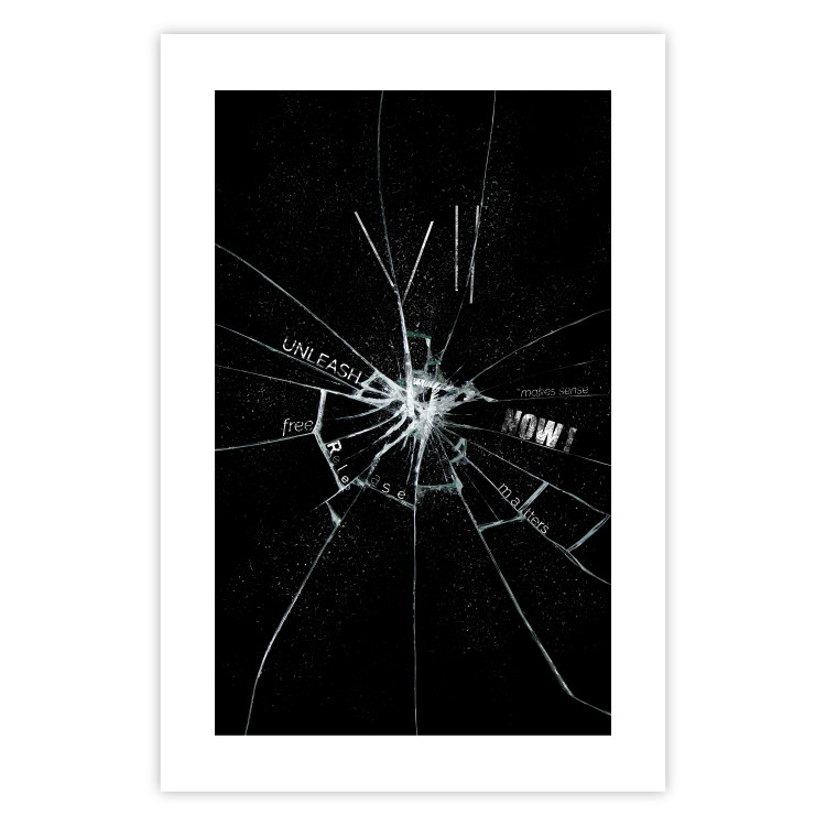 Poster Broken Glass - Abstraction With Inscriptions on a Black Background 148826 additionalImage 20