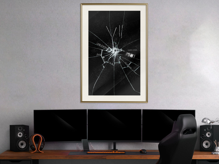 Poster Broken Glass - Abstraction With Inscriptions on a Black Background 148826 additionalImage 17