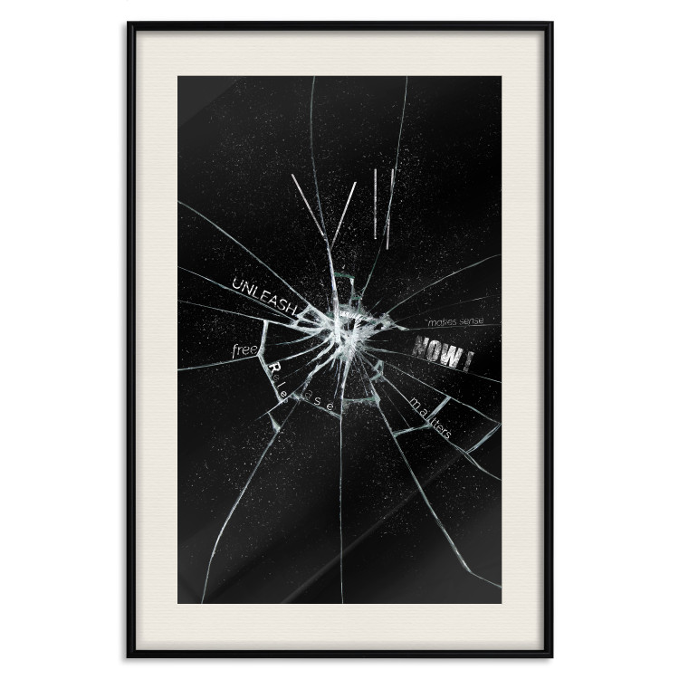 Poster Broken Glass - Abstraction With Inscriptions on a Black Background 148826 additionalImage 27