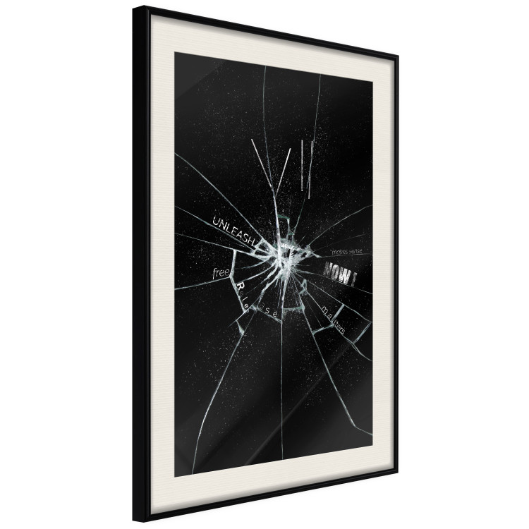 Poster Broken Glass - Abstraction With Inscriptions on a Black Background 148826 additionalImage 11