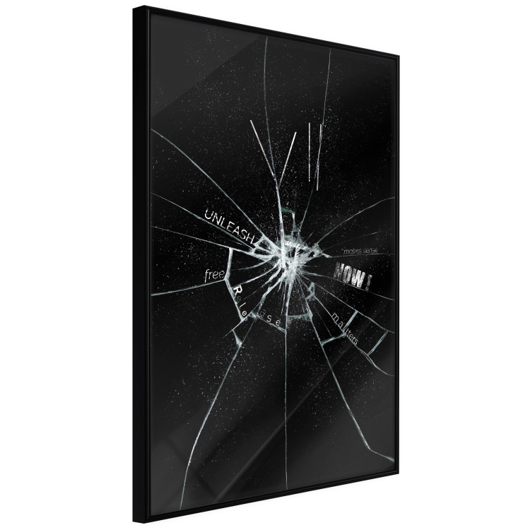 Poster Broken Glass - Abstraction With Inscriptions on a Black Background 148826 additionalImage 5