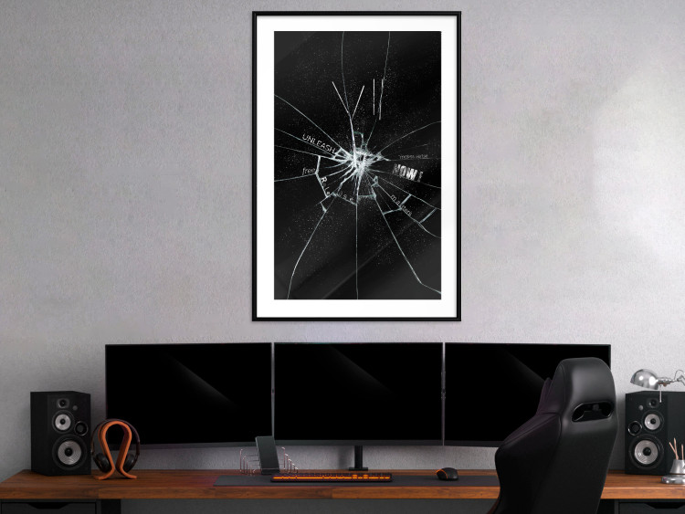 Poster Broken Glass - Abstraction With Inscriptions on a Black Background 148826 additionalImage 15