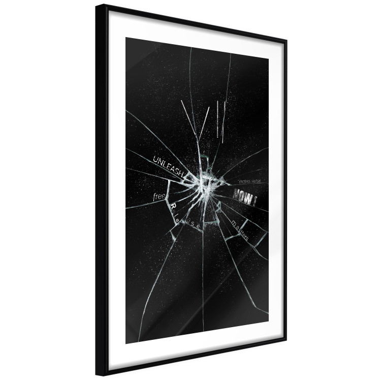 Poster Broken Glass - Abstraction With Inscriptions on a Black Background 148826 additionalImage 7