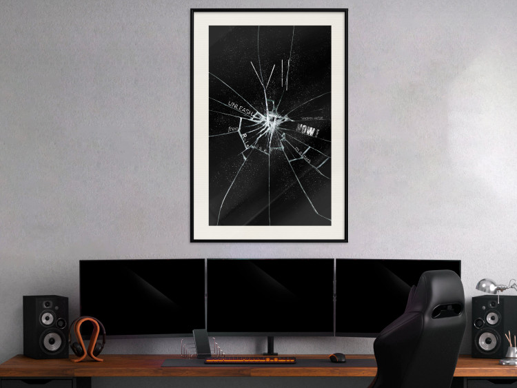 Poster Broken Glass - Abstraction With Inscriptions on a Black Background 148826 additionalImage 18