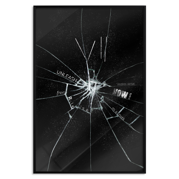 Poster Broken Glass - Abstraction With Inscriptions on a Black Background 148826 additionalImage 23