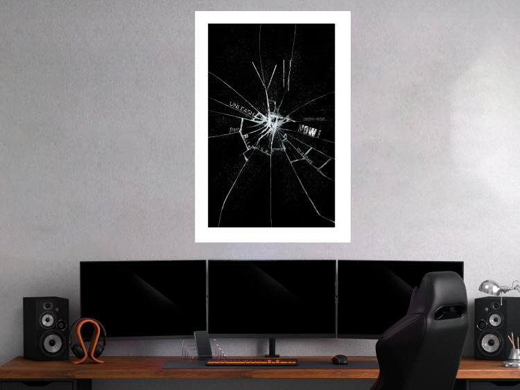 Poster Broken Glass - Abstraction With Inscriptions on a Black Background 148826 additionalImage 12
