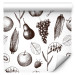 Modern Wallpaper Autumn Pattern - Monochrome Sketch of Fruits and Ears of Grain 149926 additionalThumb 1