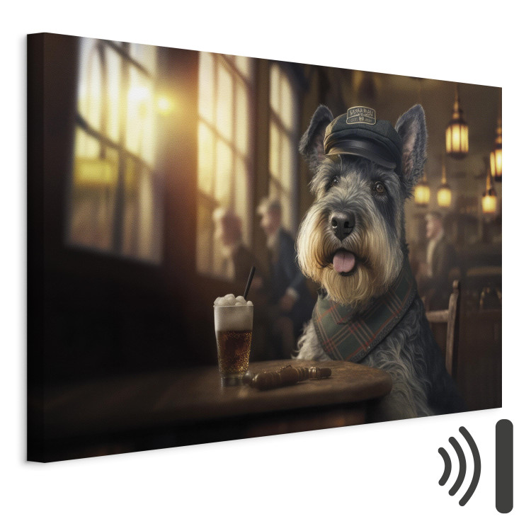 Canvas Art Print AI Dog Miniature Schnauzer - Portrait of a Animal in a Pub With a Beer - Horizontal 150126 additionalImage 8