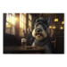 Canvas Art Print AI Dog Miniature Schnauzer - Portrait of a Animal in a Pub With a Beer - Horizontal 150126