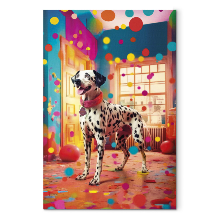 Canvas Print AI Dalmatian Dog - Spotted Animal in Color Room - Vertical 150226