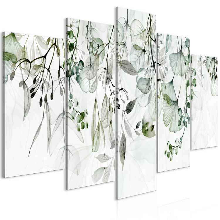 Canvas Art Print Subtle Twigs - Leaves in Delicate Shades on a White Background 151426 additionalImage 2