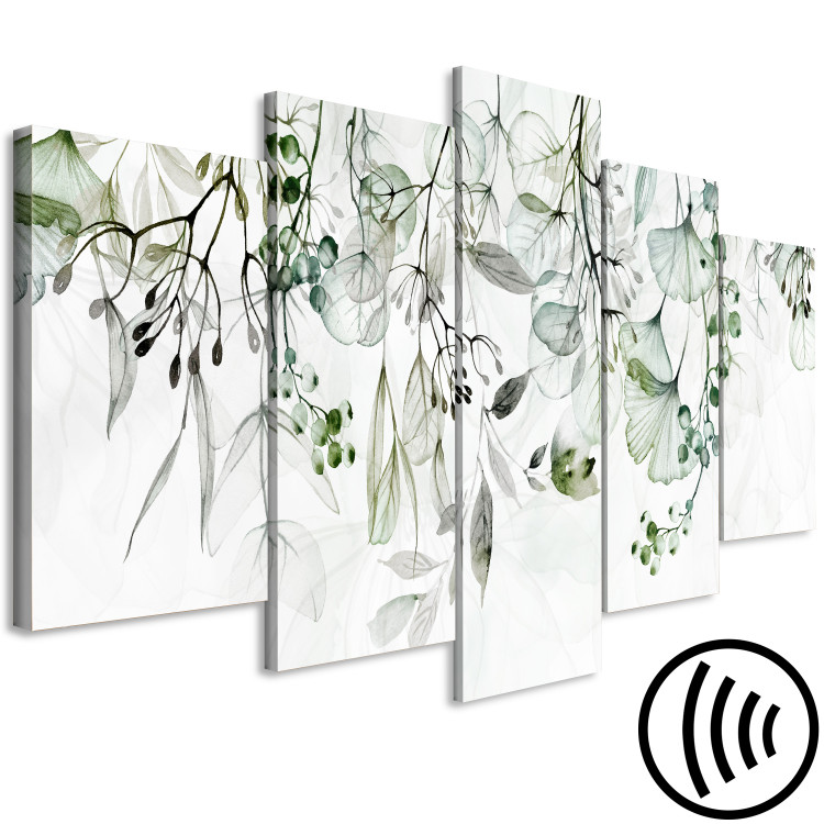 Canvas Art Print Subtle Twigs - Leaves in Delicate Shades on a White Background 151426 additionalImage 6