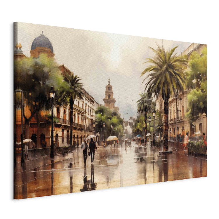 Canvas Art Print Palermo, Sicily - Rainy City Streets with Palms 151926 additionalImage 2