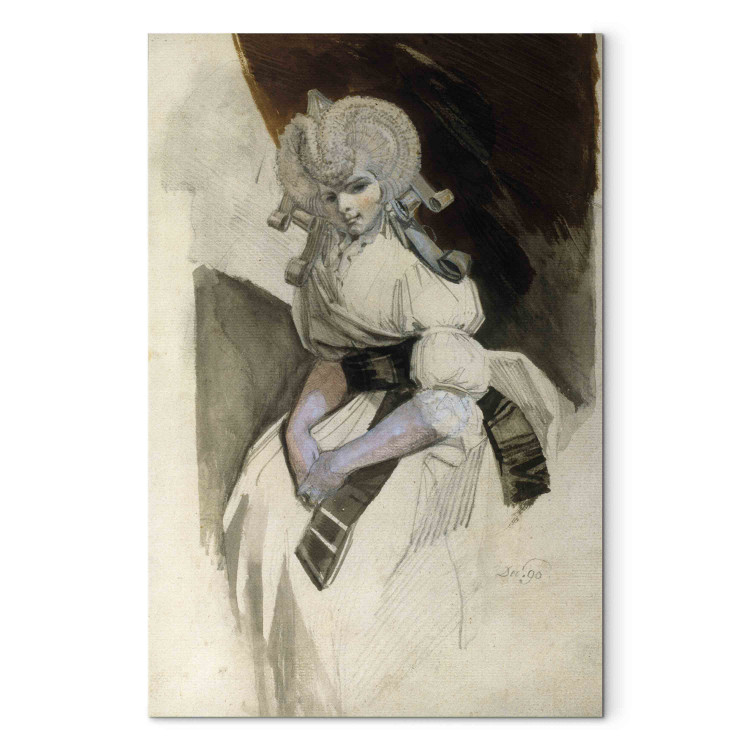 Reproduction Painting Mrs. Fuseli (?) mit großen Haarwickeln und rosa Handschuhen vor braunem Vorhang 154026 additionalImage 7