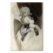 Reproduction Painting Mrs. Fuseli (?) mit großen Haarwickeln und rosa Handschuhen vor braunem Vorhang 154026