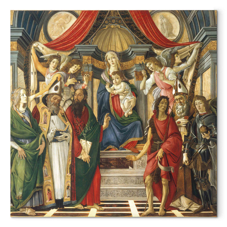 Art Reproduction Enthroned Mary with the Child, angels, and Saint Catharine of Alexandria, St. Augustine, St. Barnabas, John the Baptist, Bishop Ignatius and Michael 158426