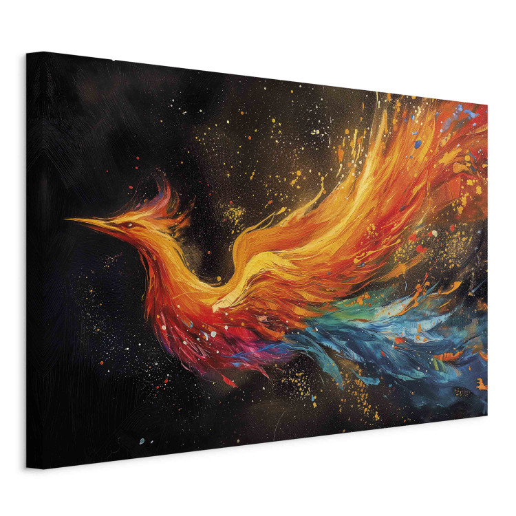 Canvas Firebird - Painterly Phoenix Rushing With the Wind on a Black Background 159526 additionalImage 2