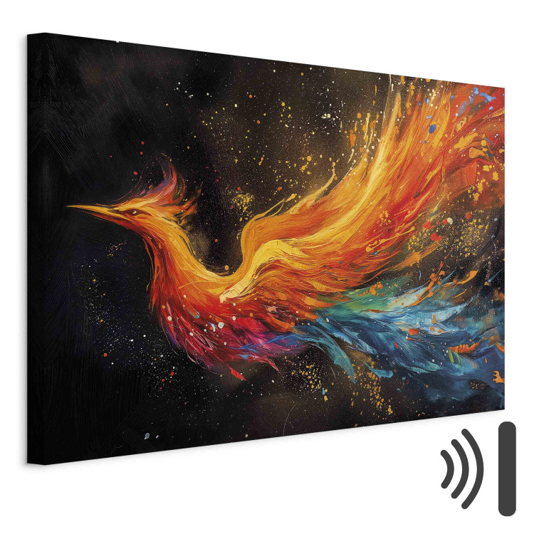 Canvas Firebird - Painterly Phoenix Rushing With the Wind on a Black Background 159526 additionalImage 8