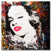 Canvas Art Print Pop art icon - black and white portrait of Marylin Monroe in colour 49126