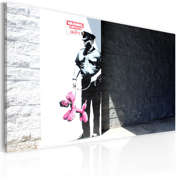 Canvas Art Print Police guard and pink balloon dog (Banksy) 58926 additionalImage 2