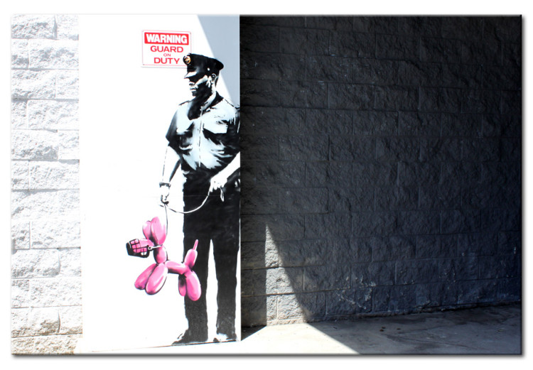 Canvas Art Print Police guard and pink balloon dog (Banksy) 58926