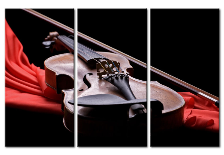 Canvas Print Velvet violin - a musical instrument on a red fabric 59026