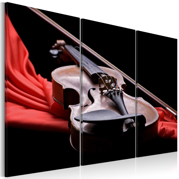 Canvas Print Velvet violin - a musical instrument on a red fabric 59026 additionalImage 2