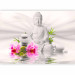 Photo Wallpaper Buddhism - Meditating Buddha on a water surface with orchids on a white background 61426 additionalThumb 1