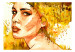 Photo Wallpaper Amber portrait of a woman - silhouette and face of a woman in yellow watercolour 64526 additionalThumb 1