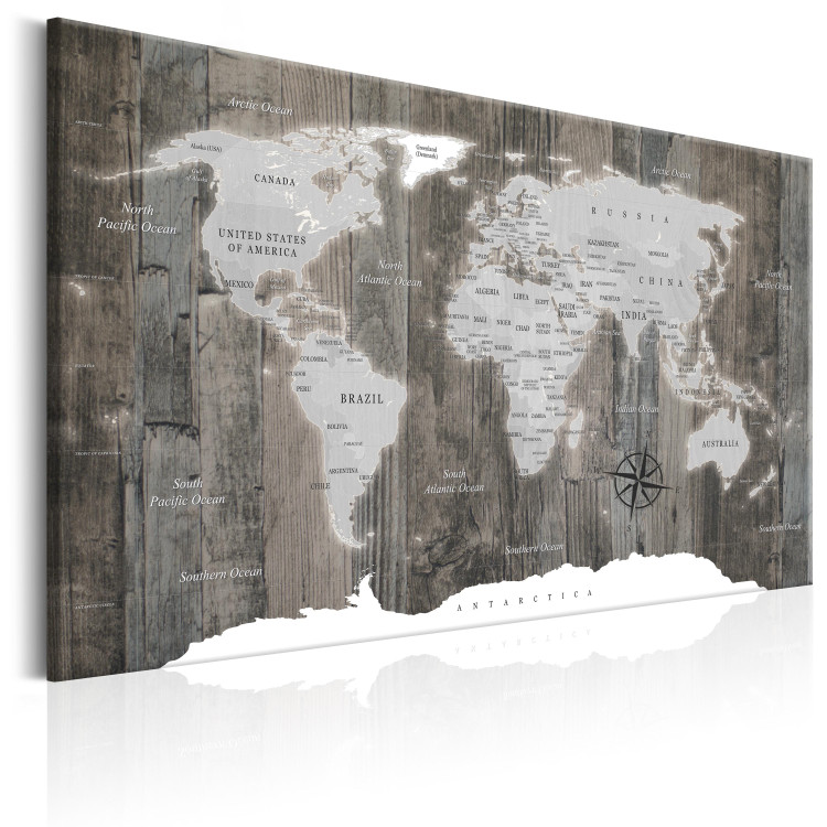 Canvas Print World Map: Wooden World 91926 additionalImage 2