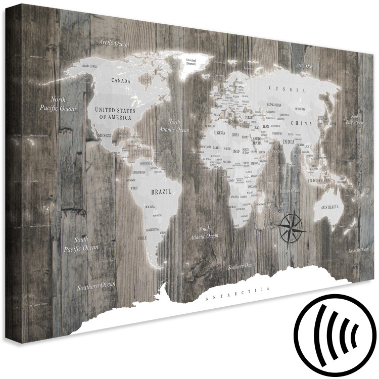 Canvas Print World Map: Wooden World 91926 additionalImage 6