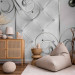 Photo Wallpaper Elegant silver - background in quilted pattern with diamonds and ornaments 97126