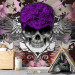 Wall Mural Abstract - corpse skull in purple tones on a background with flowers 114236 additionalThumb 6