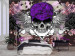 Wall Mural Abstract - corpse skull in purple tones on a background with flowers 114236