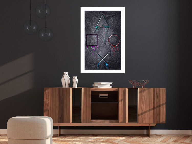 Wall Poster Gaming Addiction - abstraction with geometric figures on a dark background 114436 additionalImage 4