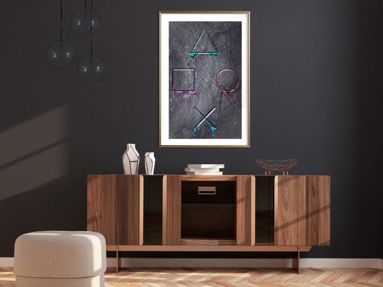 Wall Poster Gaming Addiction - abstraction with geometric figures on a dark background 114436 additionalImage 15