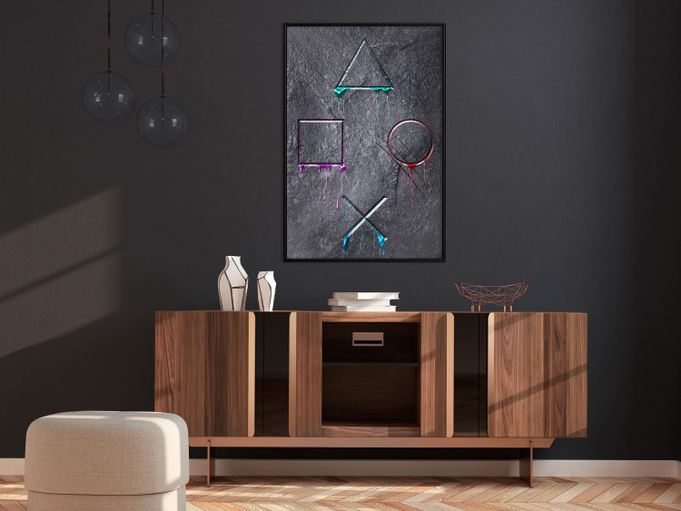 Wall Poster Gaming Addiction - abstraction with geometric figures on a dark background 114436 additionalImage 5