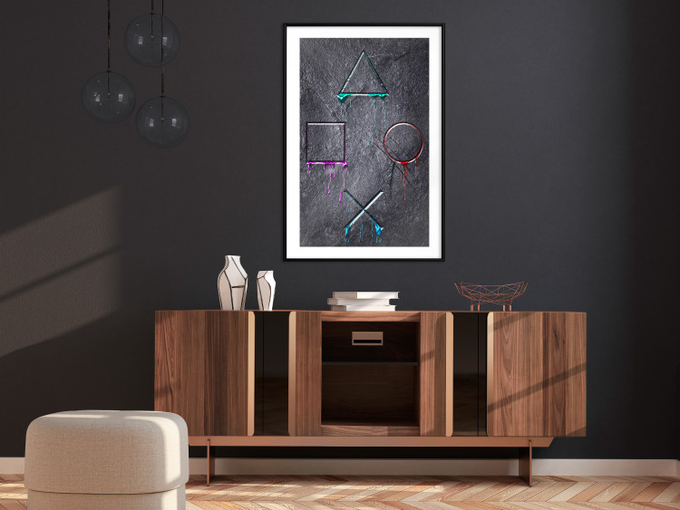 Wall Poster Gaming Addiction - abstraction with geometric figures on a dark background 114436 additionalImage 6