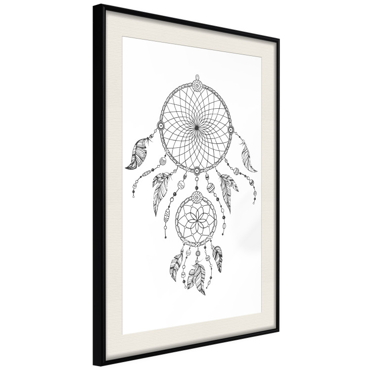Wall Poster Dreamcatcher - black and white simple composition with a tribal amulet 114636 additionalImage 3