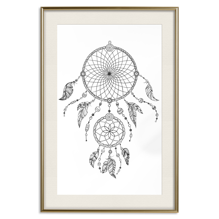 Wall Poster Dreamcatcher - black and white simple composition with a tribal amulet 114636 additionalImage 19