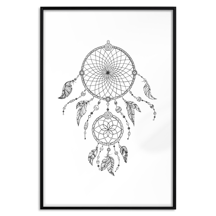 Wall Poster Dreamcatcher - black and white simple composition with a tribal amulet 114636 additionalImage 17