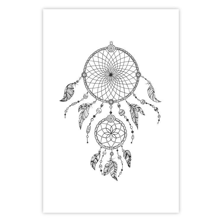 Wall Poster Dreamcatcher - black and white simple composition with a tribal amulet 114636 additionalImage 19
