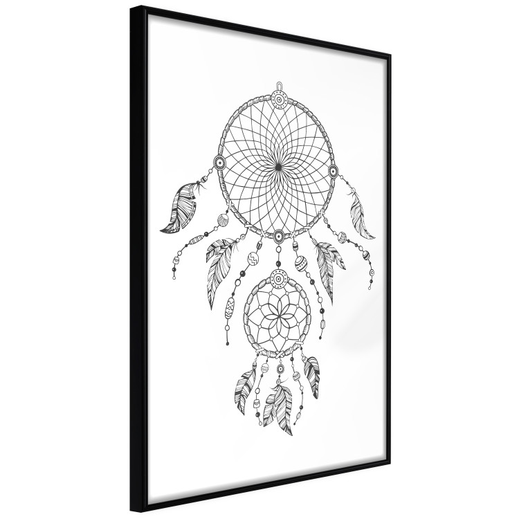 Wall Poster Dreamcatcher - black and white simple composition with a tribal amulet 114636 additionalImage 12